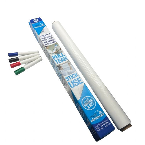 Dry-Erase Boards - A1 Plain White Magic Whiteboard ™ - 25 Sheet Roll - 60cm By 80cm & 4 Pack Of Magic Whiteboard Markers