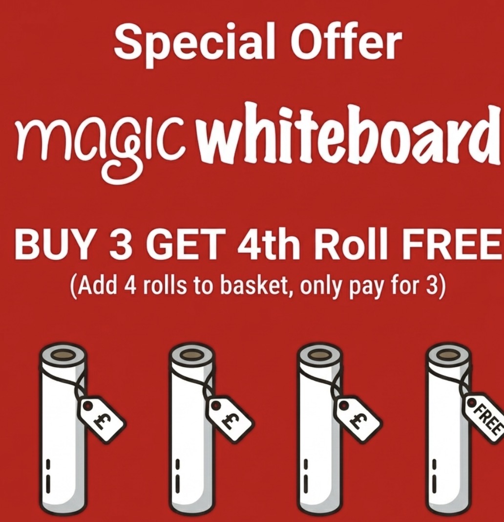 A1 Gridded White Magic Whiteboard ™ - 25 sheet roll and FREE Marker