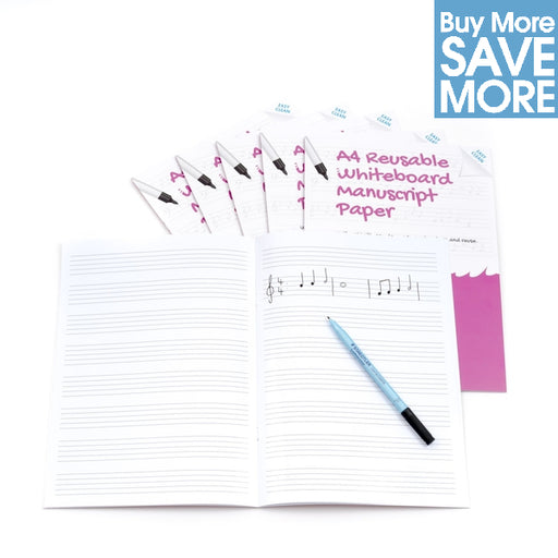 Class Pack (Save £29.71) - 30 A4 Reusable Magic Whiteboard Manuscript Paper ™  8 pages - Magic Whiteboard Limited