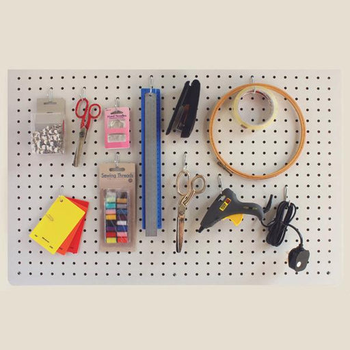 Craft Pegboard - White - Large - 76 by 56cm. Includes 12 hooks - Magic Whiteboard Limited